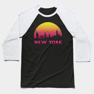 New York 80s Tropical Sunset Baseball T-Shirt